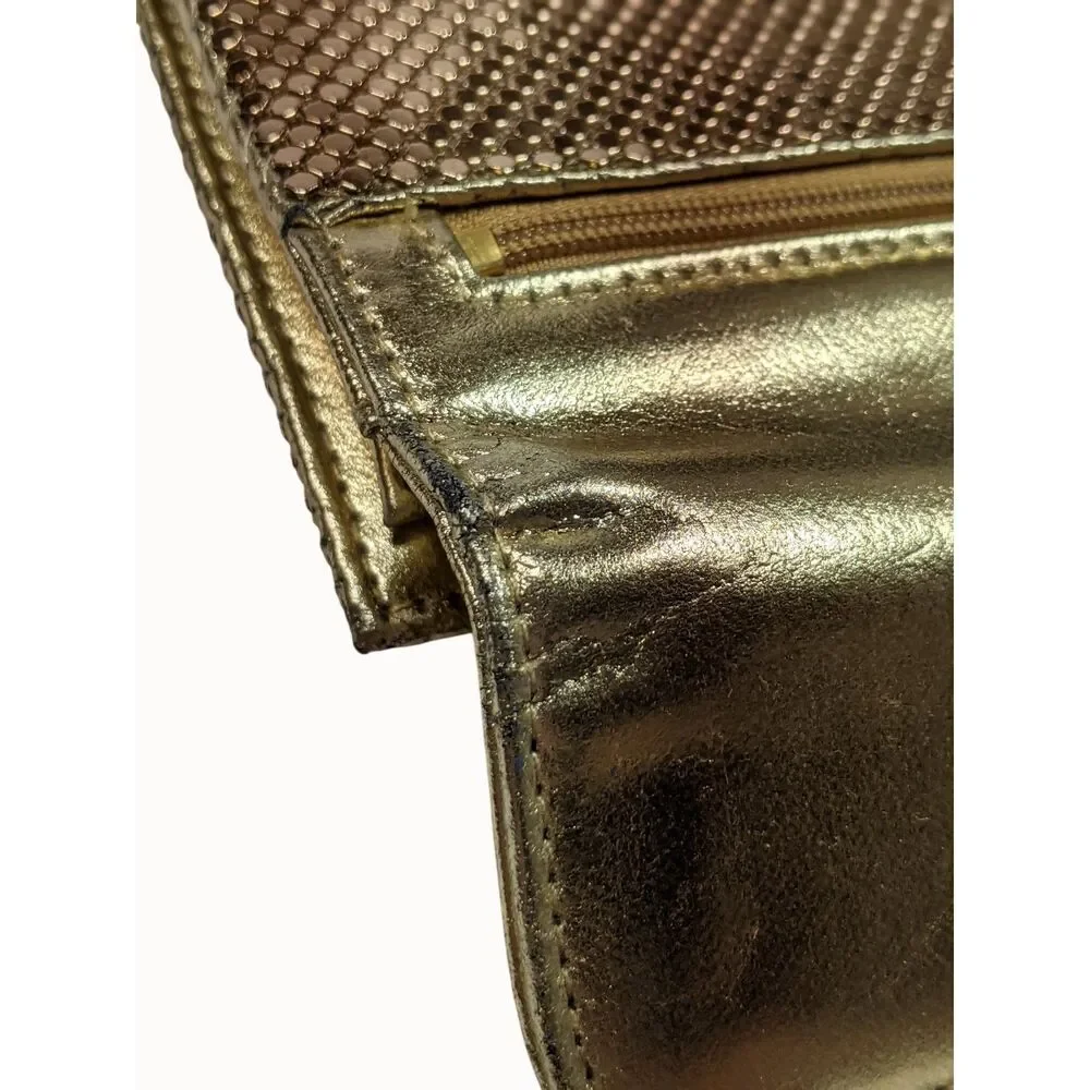 Vintage Whiting & Davis Gold Mesh Wallet Checkbook Clutch NOS Glam Coquette 70s